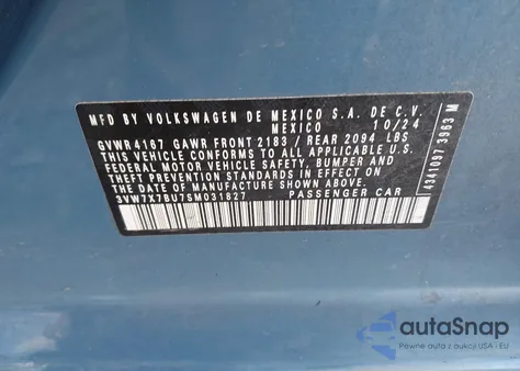 2025 Volkswagen Jetta 1.5T Se z USA, uszkodzony, nr VIN 3VW7X7BU7SM031827